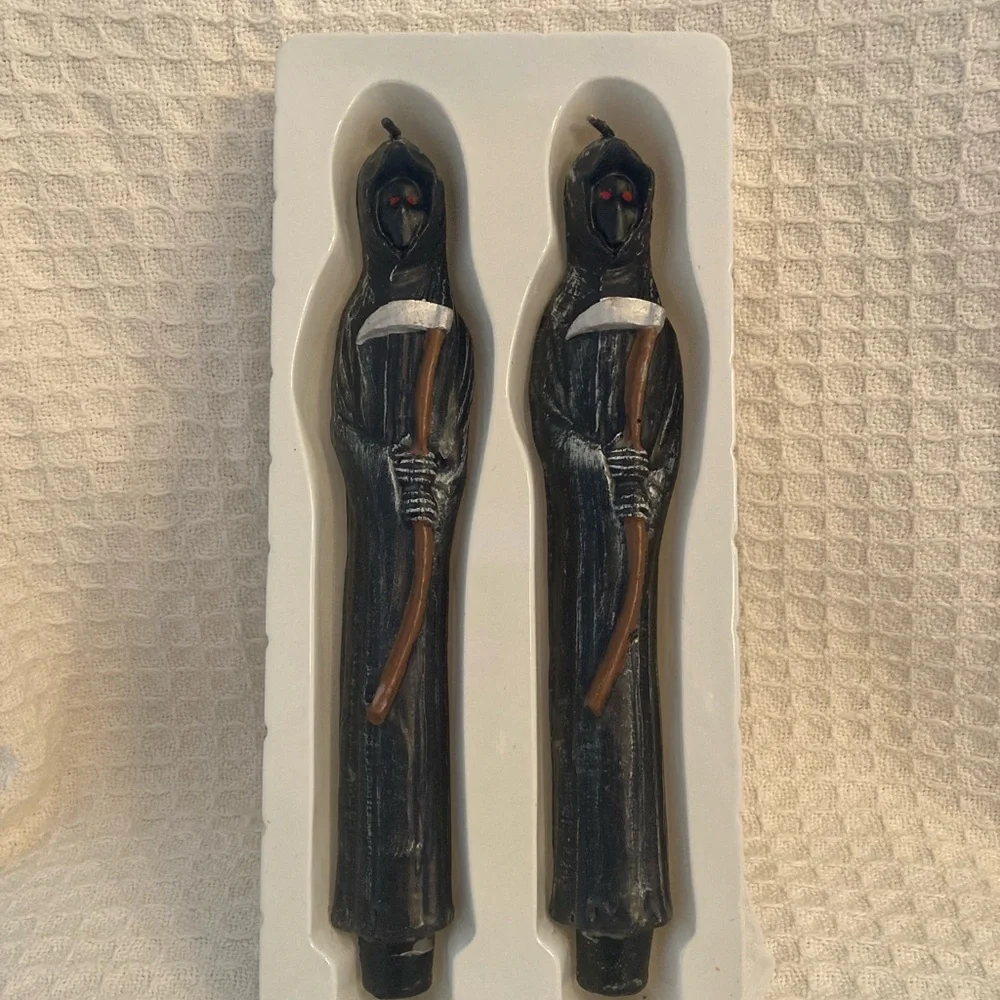 Vintage Robert Alan Candle Company 10” Grim Reaper Sculptured Taper Candles